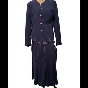 Terramina Dresses 2-Piece Skirt Suit in Terra Navy